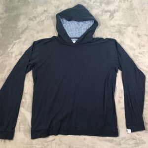 Coastal Crew Nantucket Deckhand Hoodie Mens XL Blue Gingham Lined Bamboo USA